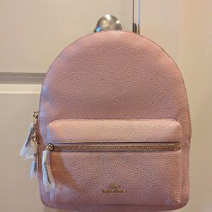 Coach pink backpack pebbled leather medium NWT